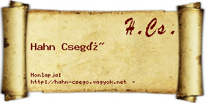 Hahn Csegő névjegykártya